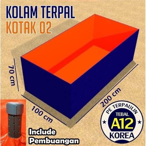 Jual Kolam Ikan Terpal Kotak Ukuran 200x100x70cm Ada Pembuangan Di