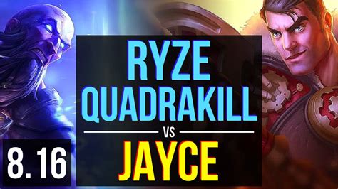 RYZE Vs JAYCE MID Quadrakill KDA 12 0 7 Legendary Korea