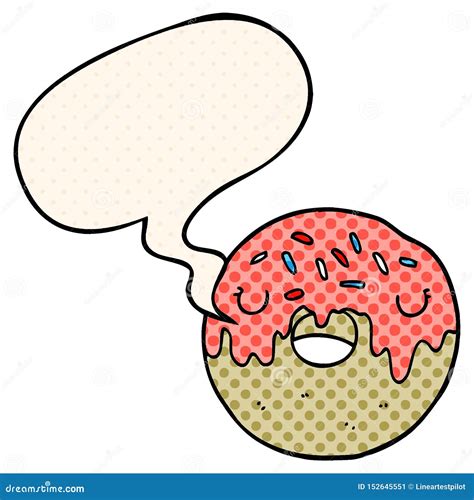 A Creative Cartoon Donut And Speech Bubble In Comic Book Style Stock