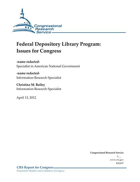 Federal Depository Library Program Issues For Congress