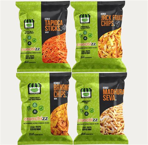 CRUNCHIZZ 4 IN 1 COMBO PACK KERALA JACKFRUIT CHIPS BANANA CHIPS