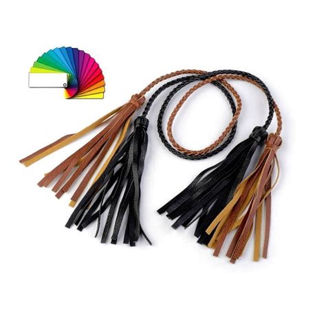 Faux Leather Tassels On Braid 83cm Leather Tassel Faux Leather Leather