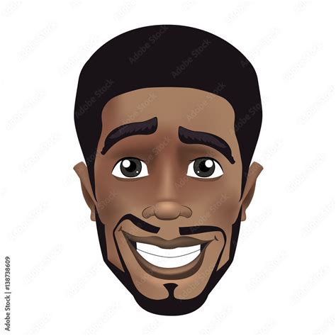 Cute Color Vector Illustration Of Beard Afro Black Guy Face Avatar