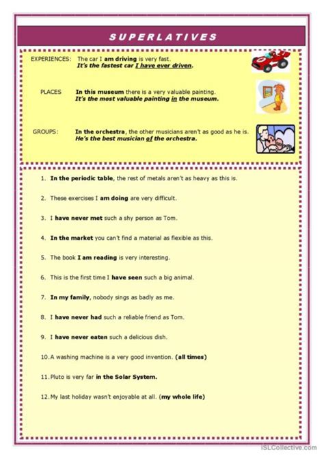 507 Superlatives English Esl Worksheets Pdf And Doc