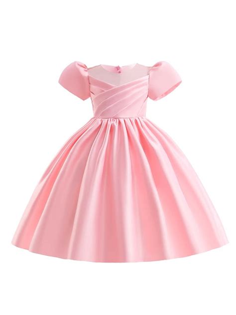 Tween Girl Formal Dress Solid Satin Fabric Back Bowknot Decorated