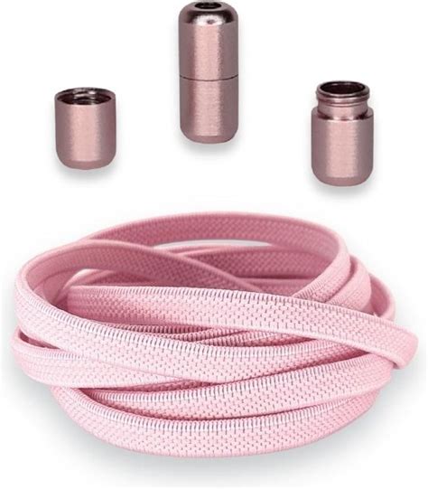 Agletless Roze Platte Elastische Veters Zonder Strikken 6mm Luxe