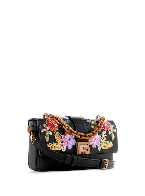 Black Floral Morada Crossbody Bag Guess