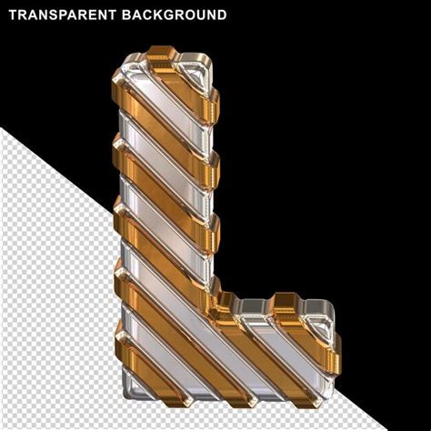 Plata con finas tiras diagonales doradas letra l mayúscula Archivo