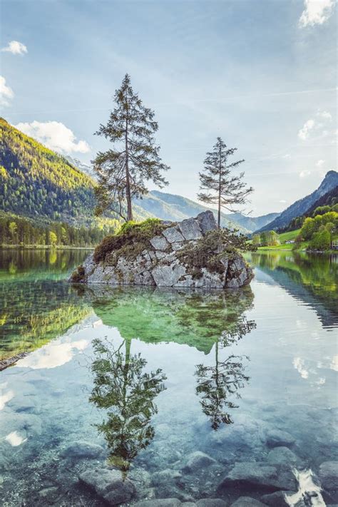 Lake Hintersee At Sunset Bavaria Germany Stock Photo Image Of