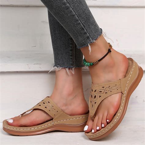 Jsaierl Orthopedic Sandals For Women Casual Summer Clip Toe Sandals