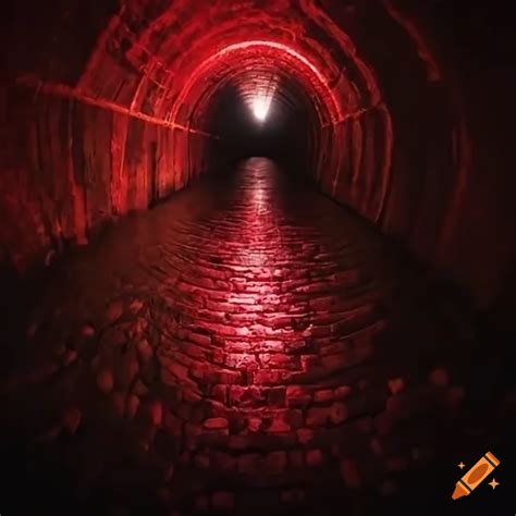 Scary Underground Sewer Tunnel With Red Ambient Lighting On Craiyon