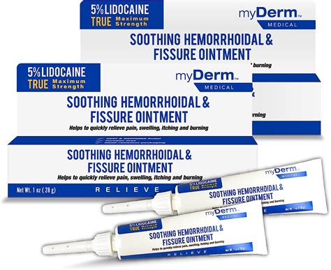 Amazon.com: Myderm Medical 5% Lidocaine Hemorrhoidal Ointment, 2 Tubes (1oz Each) Maximum ...