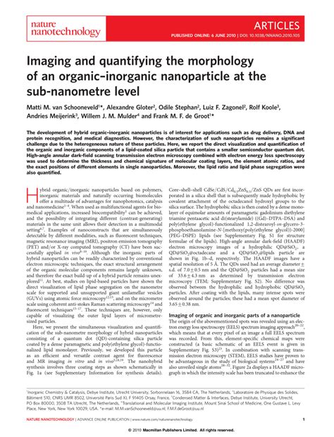 (PDF) Imaging and quantifying the morphology of an organic-inorganic nanoparticle at the sub ...