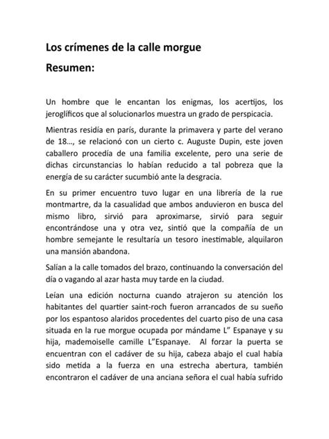 Los Crímenes De La Calle Morgue Misterio Y Suspense En París En