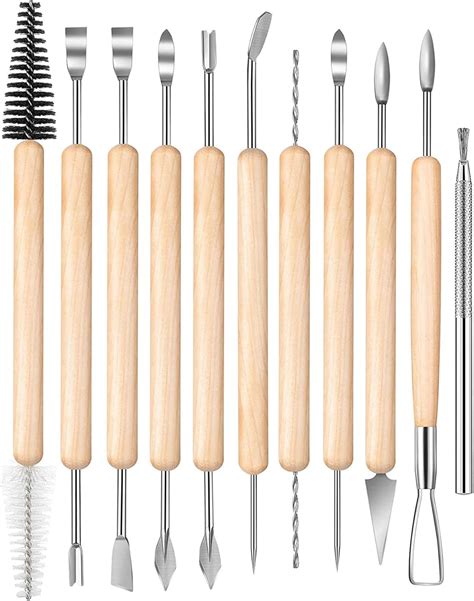 Kewayo Pieces Wooden Handle Clay Tool Set Polymer Clay Sculpting