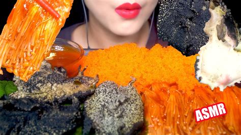 Tobiko Eggs Sea Snail Buldak Enoki Mushrooms Asmr Mukbang 날치알 바다달팽이 군소