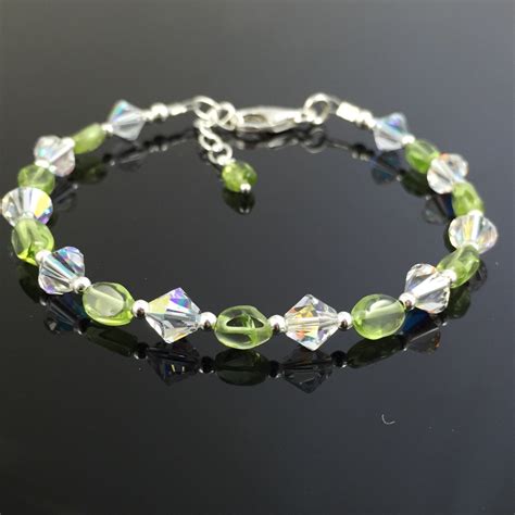 Peridot Bracelet August Birthstone Bracelet Sterling Silver