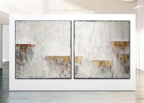 Diptyx Original Abstract Painting Large Canvas Art Beige Painting