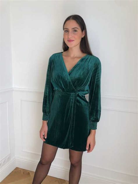 Robe Courte En Velours Verte Anne Marie