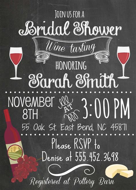 Wine Tasting Bridal Shower Chalkboard Bridal Shower Invite Etsy