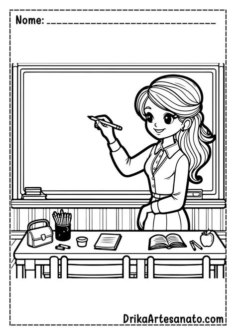 Desenho De Professora Colorido - 50 Desenhos de Professora para Colorir Grátis em PDF | Desenho ...