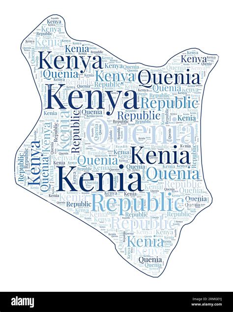 Kenya Shape Filled With Country Name In Many Languages Kenya Map In