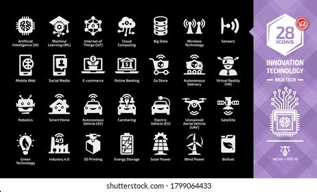 Innovation Technology Icon Set High Tech Stock Vector Royalty Free