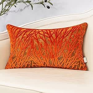 Amazon Yangest Burnt Orange Twigs Lumbar Throw Pillow Cover