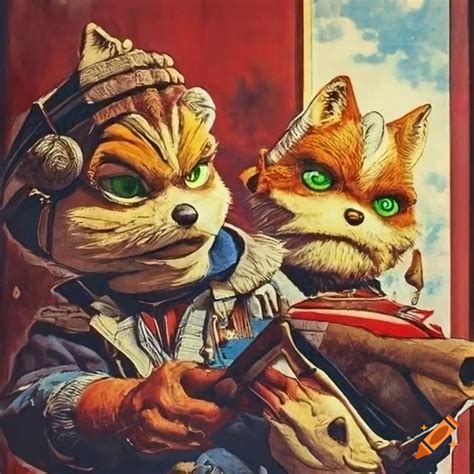 Intricate Vintage Star Fox Poster Inspired By James Gurney And Norman