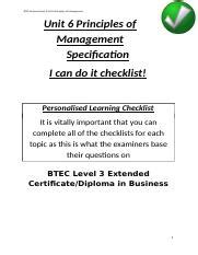 Unit Principles Of Management Plc Docx Btec Business Level Unit