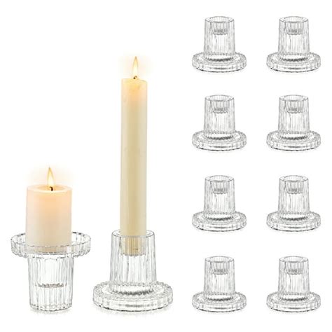 Sziqiqi Glass Candle Holders For Pillar Candles Tealight Candles Taper Candlestick Holders For