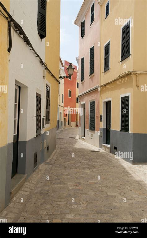 A View Of The Narrow Streets Of Ciutadella Menorca Stock Photo Alamy