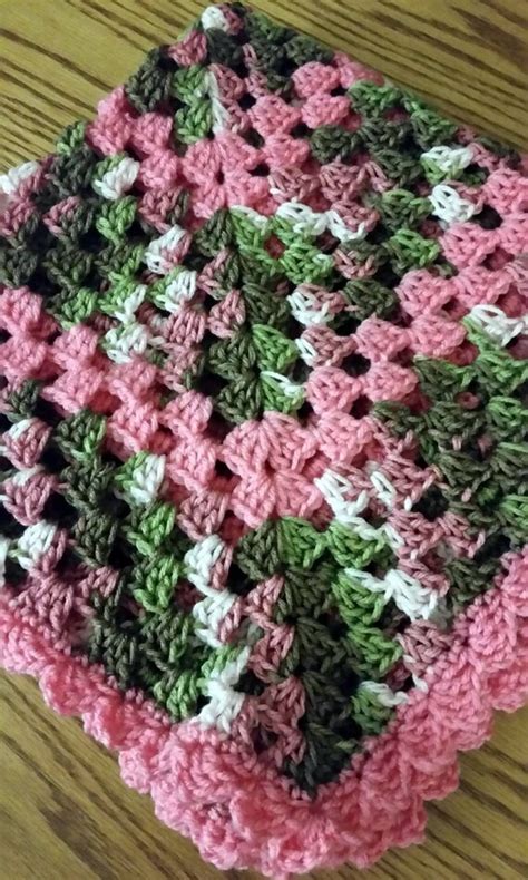 Sale Crochet Baby Blanket Pink Camouflage By Lovncarehandmadeitem