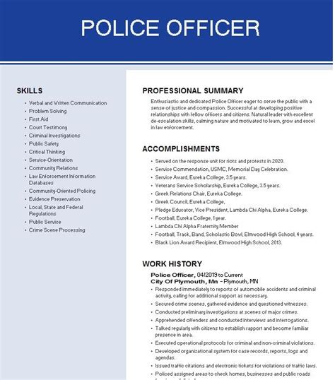 Former Police Officer Objectives Resume Objective