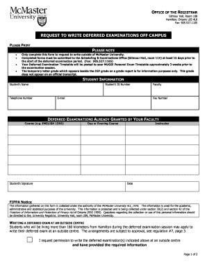 Fillable Online Deferred Exam Form Fippa Doc Form Number E Fax