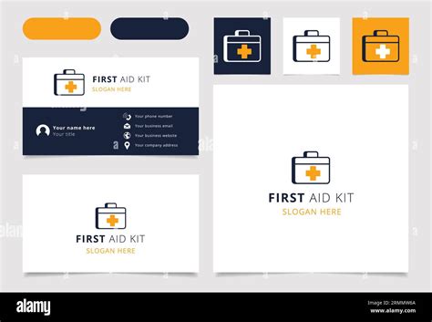 First Aid Kit Logo Design With Editable Slogan Branding Book And Business Card Template Stock