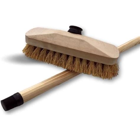 Balai Brosse Lave Pont Cm En Chiendent Monture Bois Douille