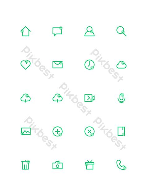 Green Fresh Linear Line Commonly Used APP Icon Icon PNG Images | PSD ...