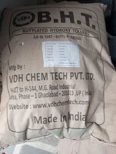 Butylated Hydroxytoluene Bht For Food Preservatives 25 Kg Bag At