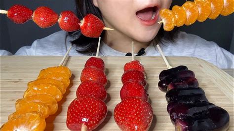 과일 탕후루 먹방 딸기 블랙사파이어포도 귤 Tanghulu Fruit candy mukbang YouTube