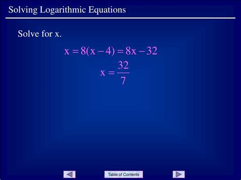 PPT Solving Logarithmic Equations PowerPoint Presentation Free