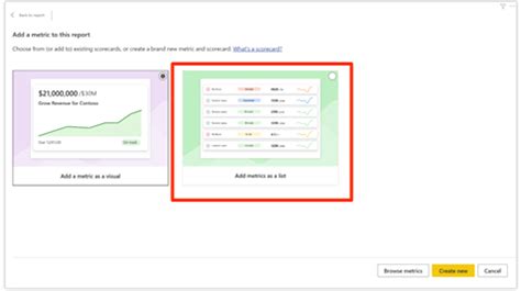 Using Power Bi Scorecards Metrics Visuals