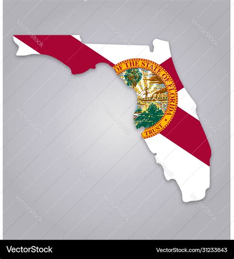 Florida Fl State Map Shape With Flag Royalty Free Vector