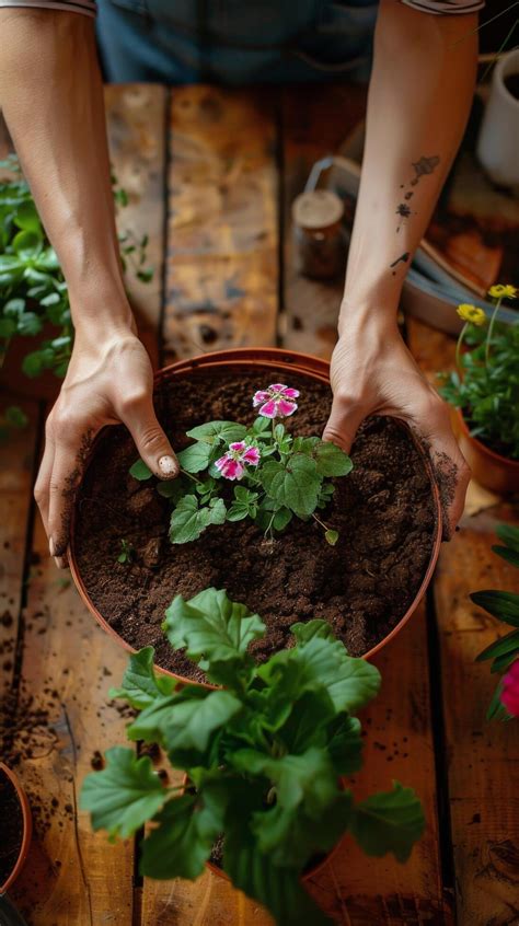 Person Holding Potted Plant With Flowers 45891160 Stock Photo At Vecteezy