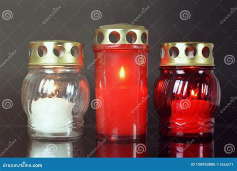 All Saints Day candles stock photo. Image of card, memorial - 128953806