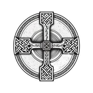 Viking Shield Straight Cross In Lineart Viking Weapons Png Illustration ...