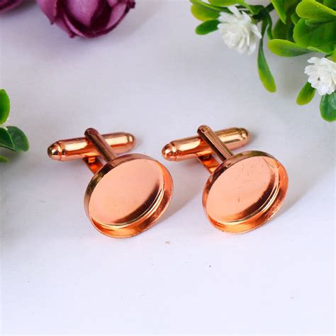 Mm Pcs Rose Gold Plated Copper Brass Cufflink Base Cuff Link