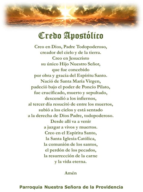 Credo Catolico En Espanol El Credo En Espanol El Credo