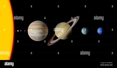 Solar system planets scale Fotos und Bildmaterial in hoher Auflösung