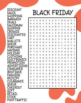 Black Friday Word Search Puzzle Black Friday Word Search Activities